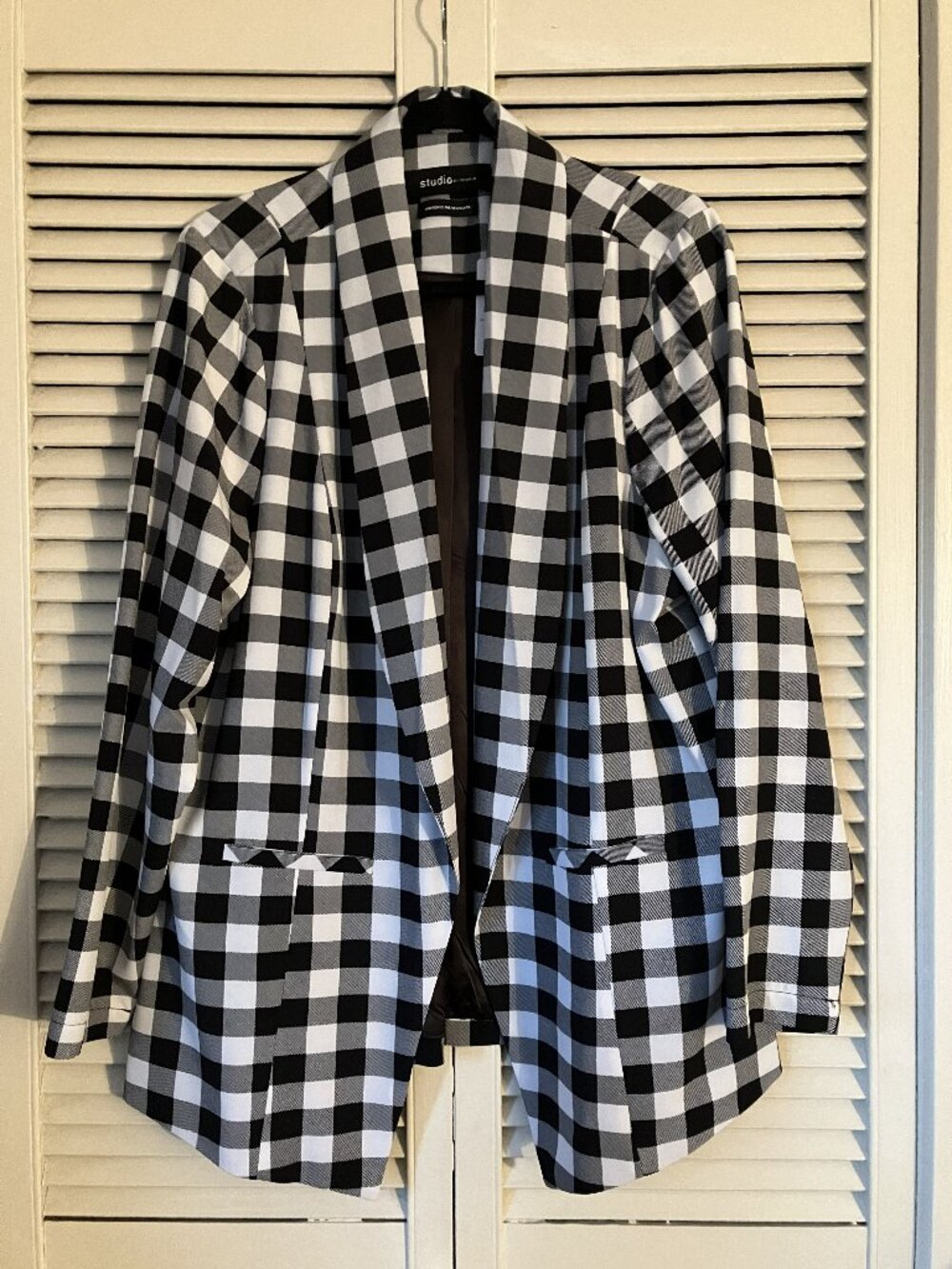 Studio by Torrid Size 1 (14-16) Black & White Plaid Open Front Tailored NWT